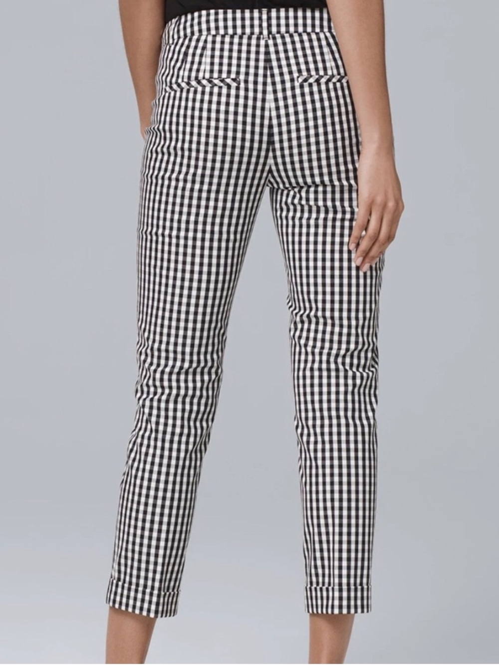 White House Black Market Gingham Plaid Slim Cropped Pants Sz 2 - Picture 3 of 7